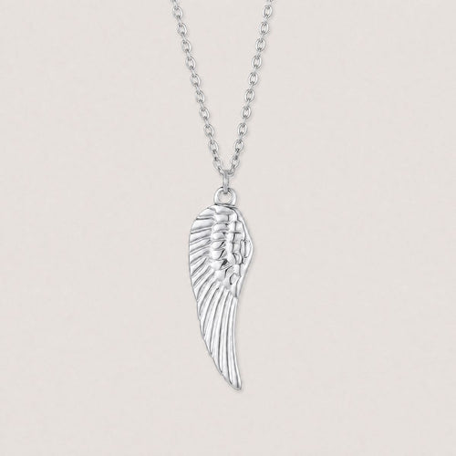 Angel Wing Necklace, Silver tone