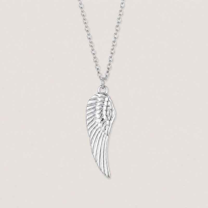 Angel Wing Necklace, Silver tone