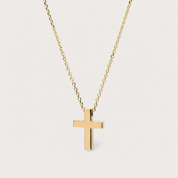 Dainty Cross Necklace, Gold tone