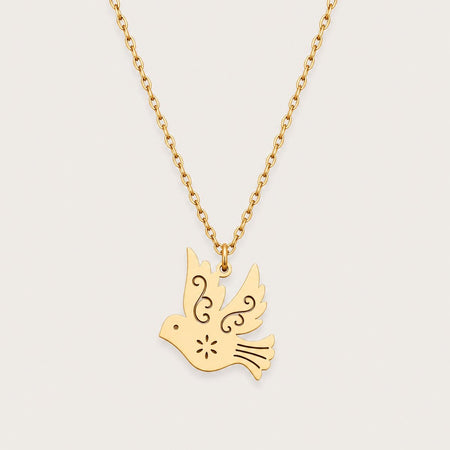 Dove Pendant Necklace, Gold tone