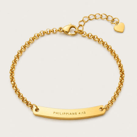 Philippians 4:13 Bar Bracelet, Gold tone